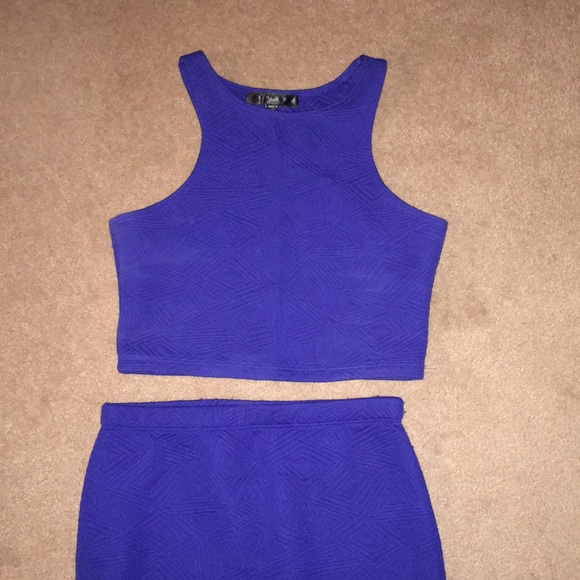 Co-ord Top and Skirt Royal Blue - Picture 2 of 4